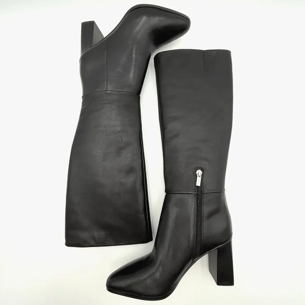 Calvin Klein Women's Size 7 M Dawna Leather Tall Knee High Boots Black NEW - Picture 8 of 13